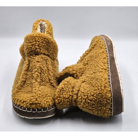 L.L.Bean Women's Mustard Cozy Slipper Bootie Pile Fleece Ankle Shoes Sz 10 3010 - Picture 10 of 16
